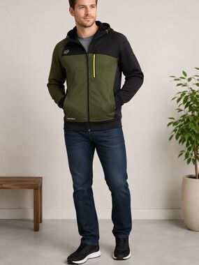 Fox Racing Active Tech Thermabond Zip Hoodie Jacket – Olive/Black SIZE : M